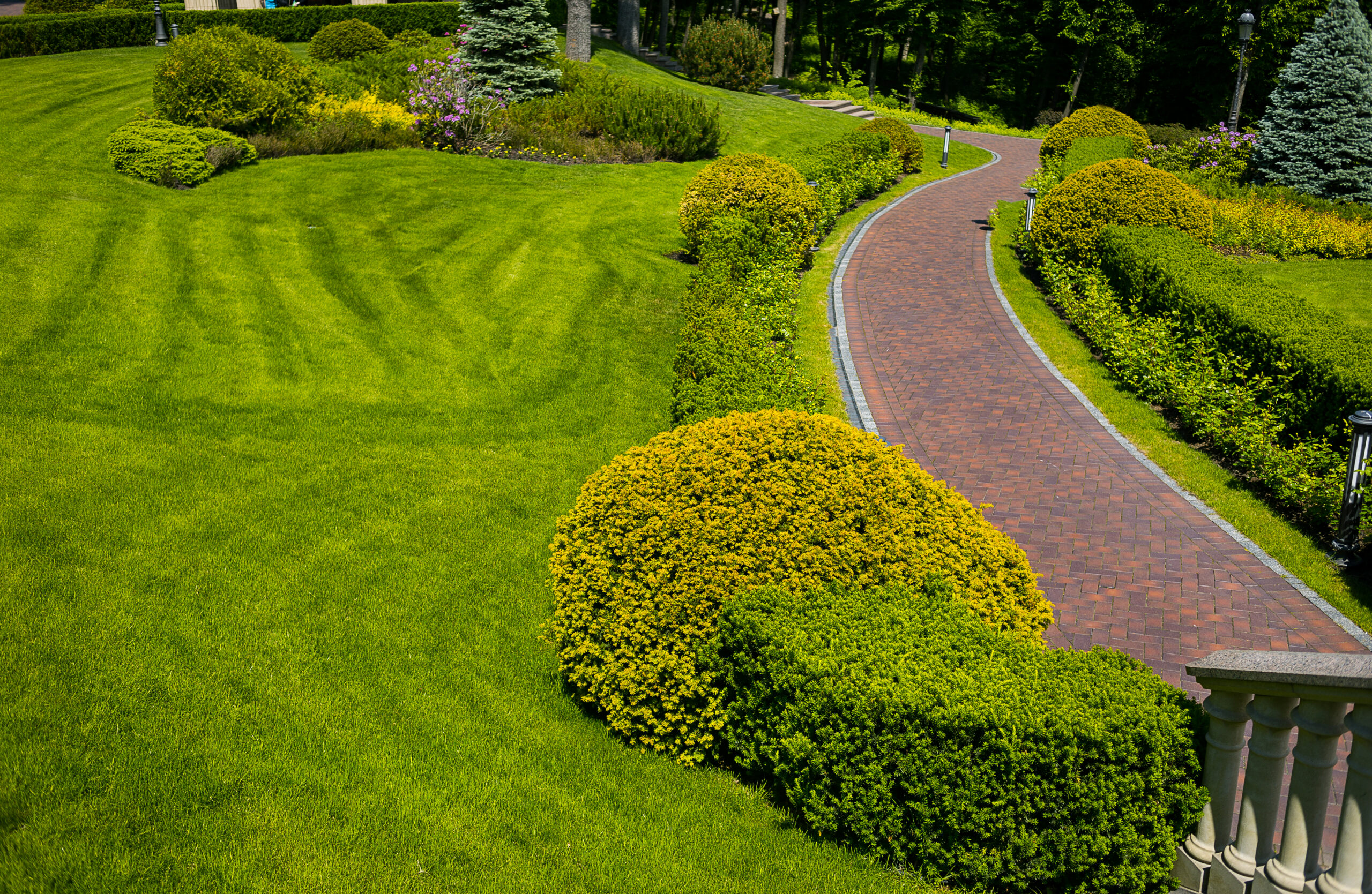 Cole Landscaping crew working on a North Shore Massachusetts residential property