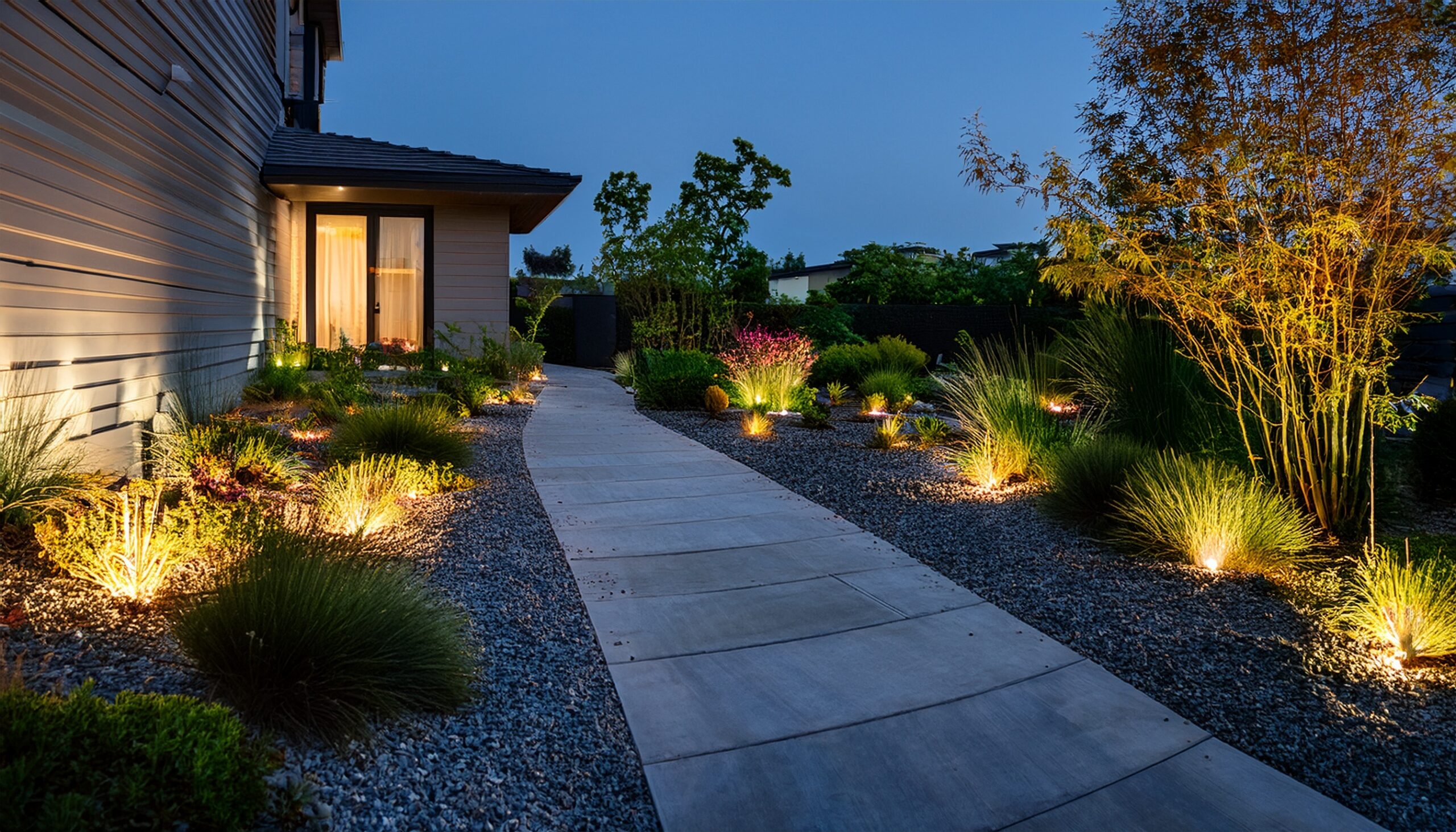 Layered landscape lighting design on a Cole Landscaping client property