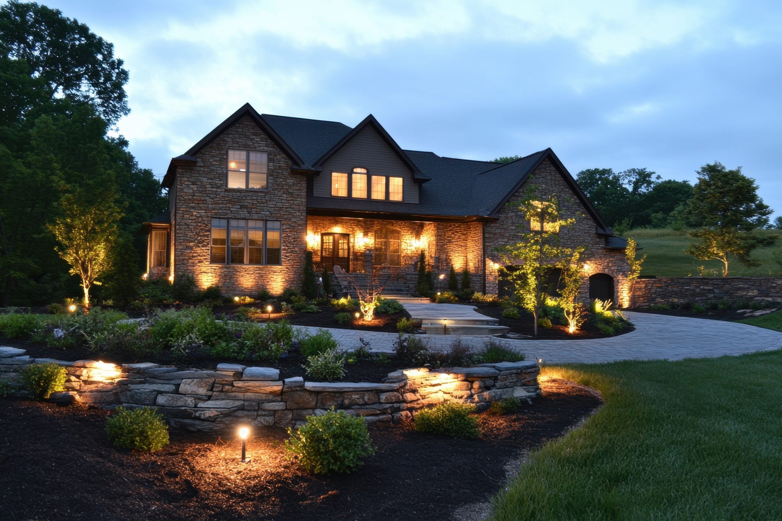 Cole Landscaping landscape lighting design on a mature North Shore property